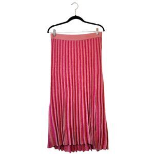 Derek Lam 10 Crosby Women's Pink Knit Pleated Midi Skirt Size S